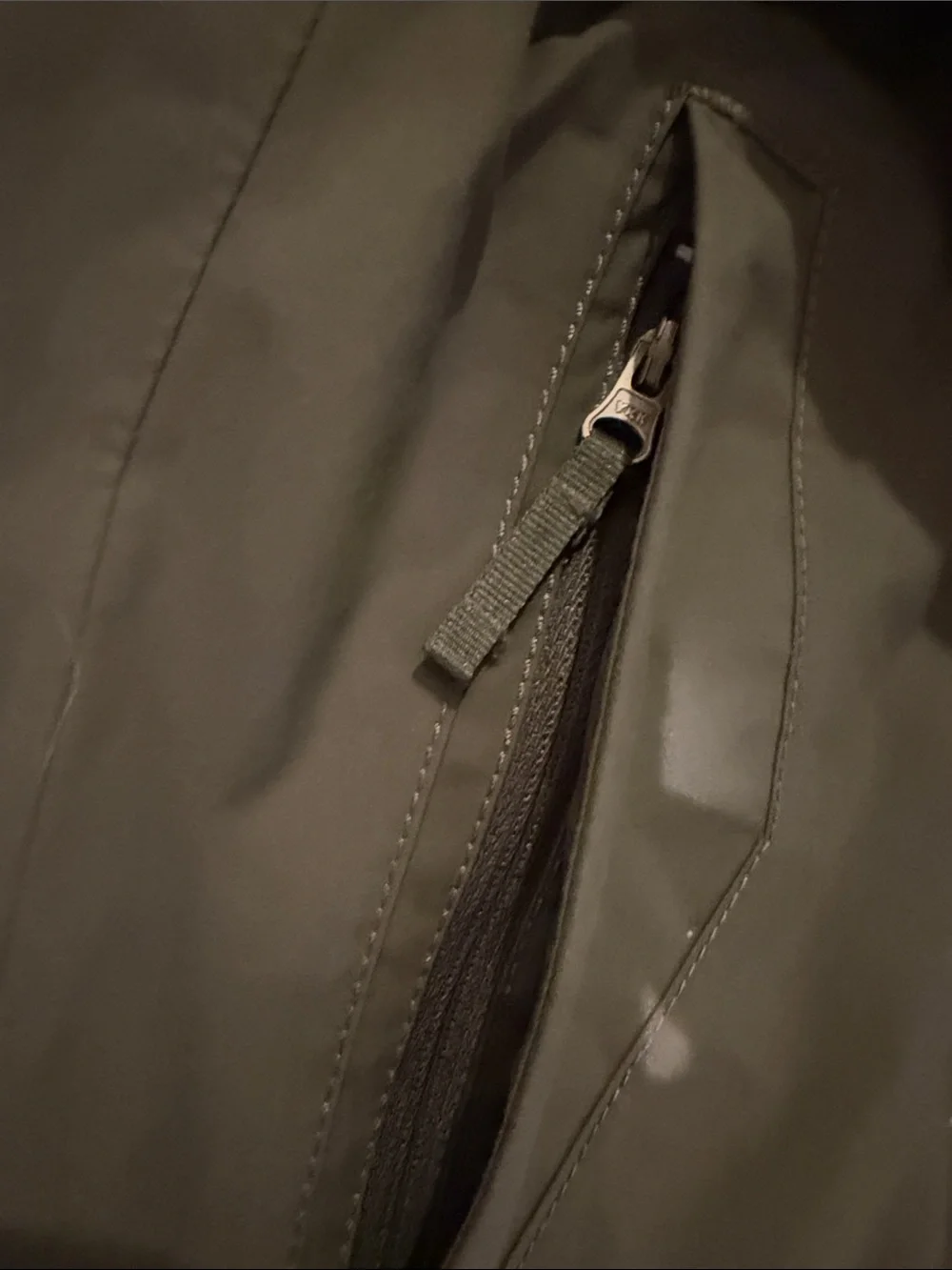 North Face Osolita Olive Green 3 in 1 Hooded Jacket with Lavender zip in Lining